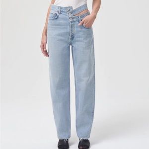 AGOLDE Broken Waistband Jean in Sideline, size 24.